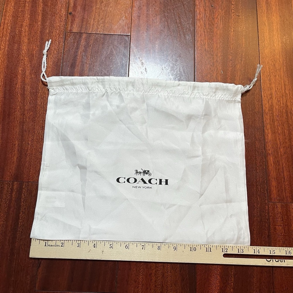 Coach White Satin Dust Bag 19x15 Brown New York Stagecoach Horse 13.5x10.5 *